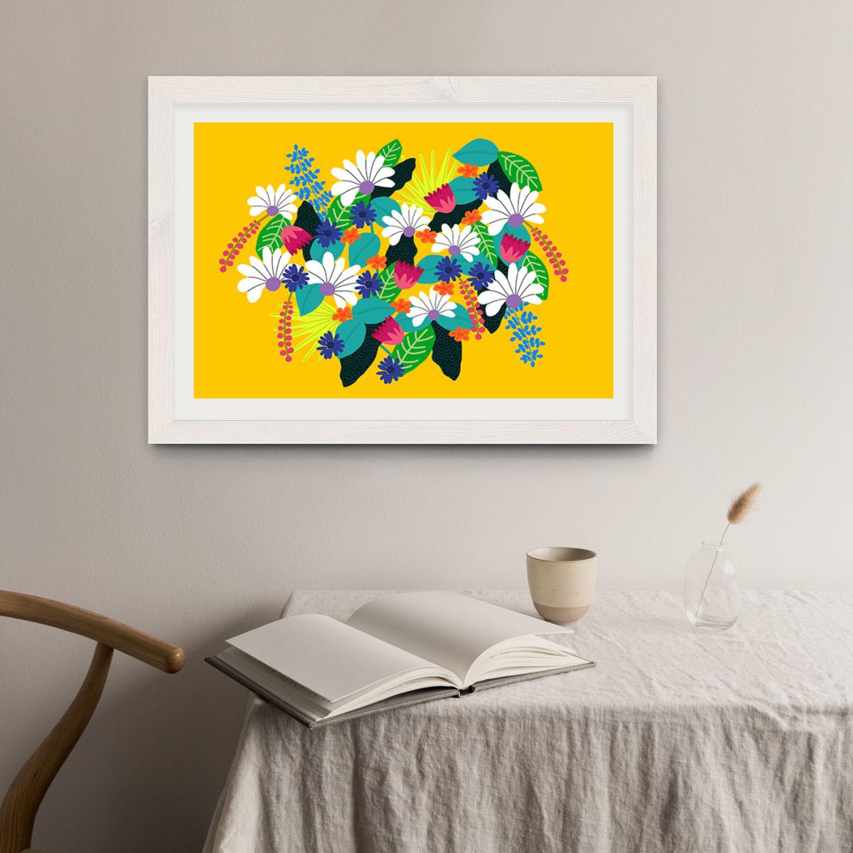 Tropical Flowers Art Print White Frame – image 2