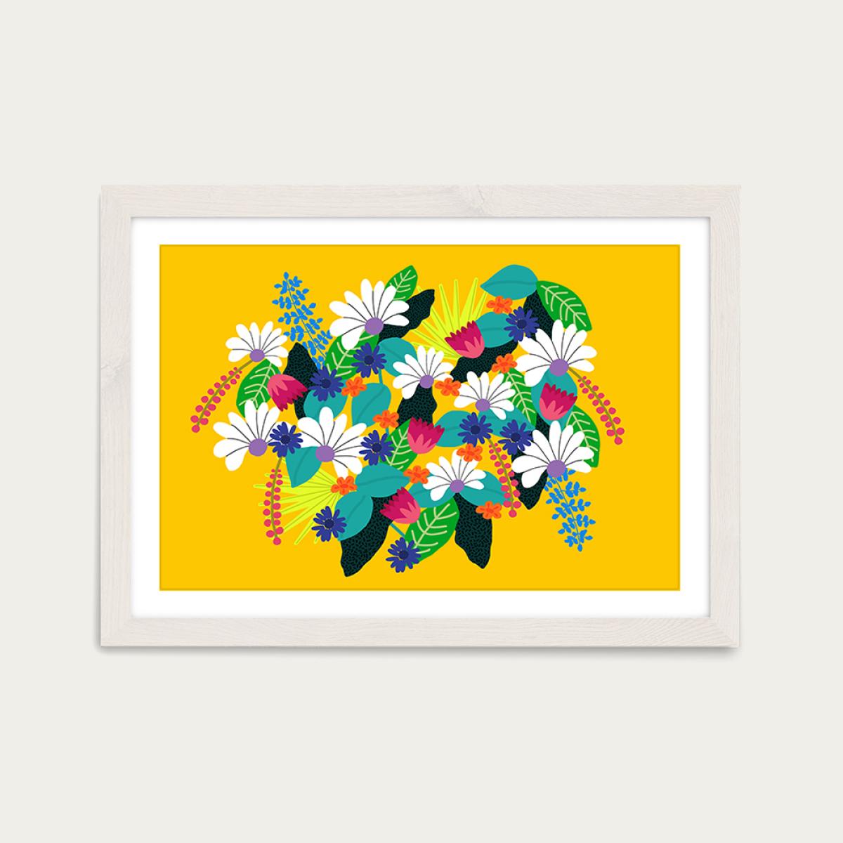 Tropical Flowers Art Print White Frame – image 1