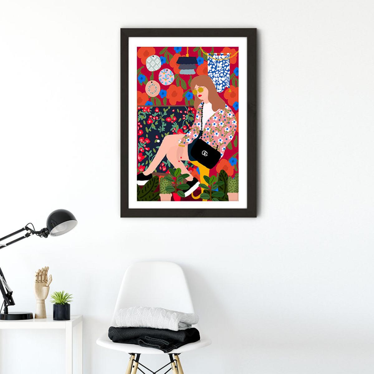 Waiting in My Living Room Art Print Black Frame – image 2