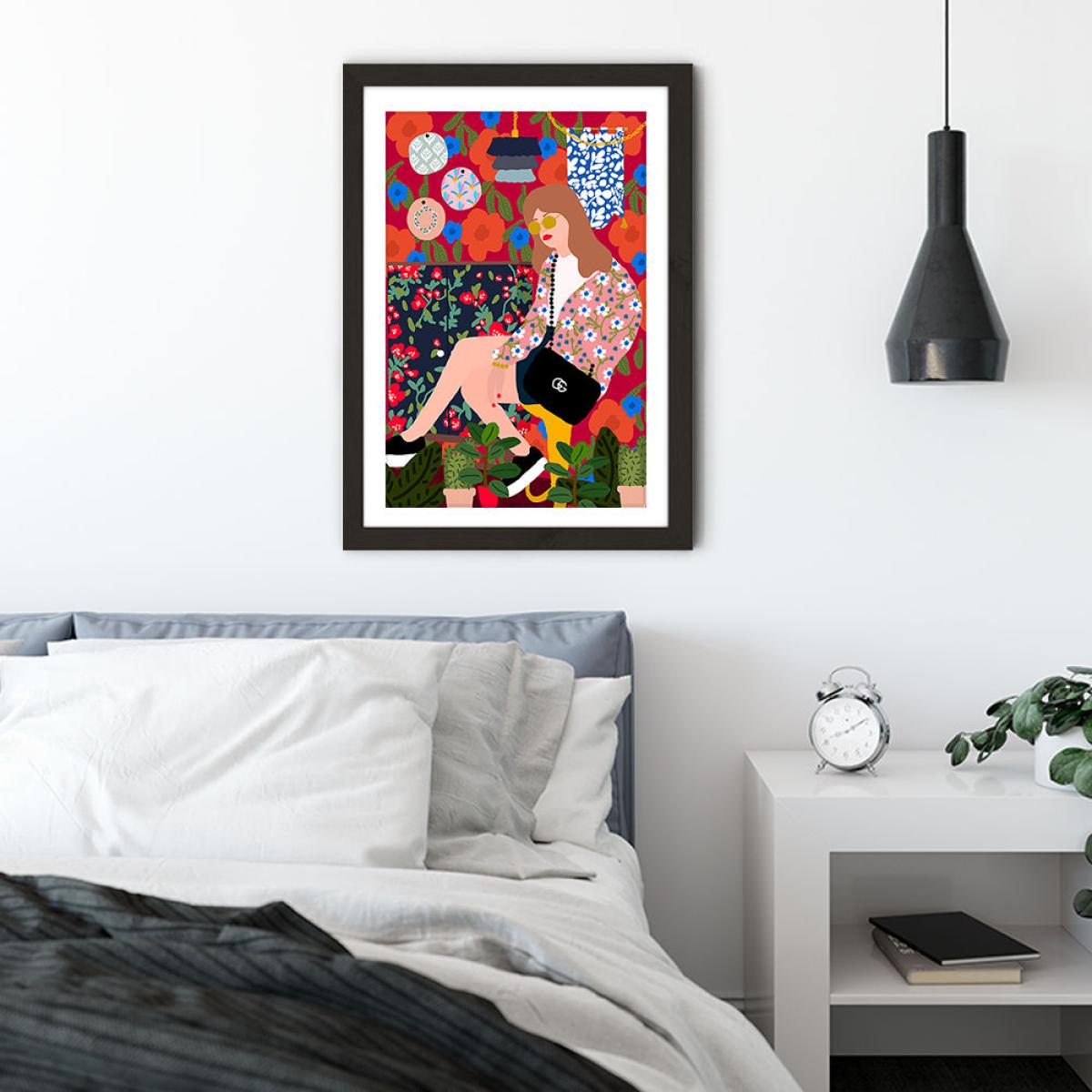 Waiting in My Living Room Art Print Black Frame – image 3