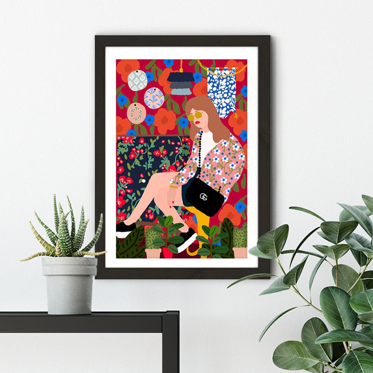 Waiting in My Living Room Art Print Black Frame – image 6