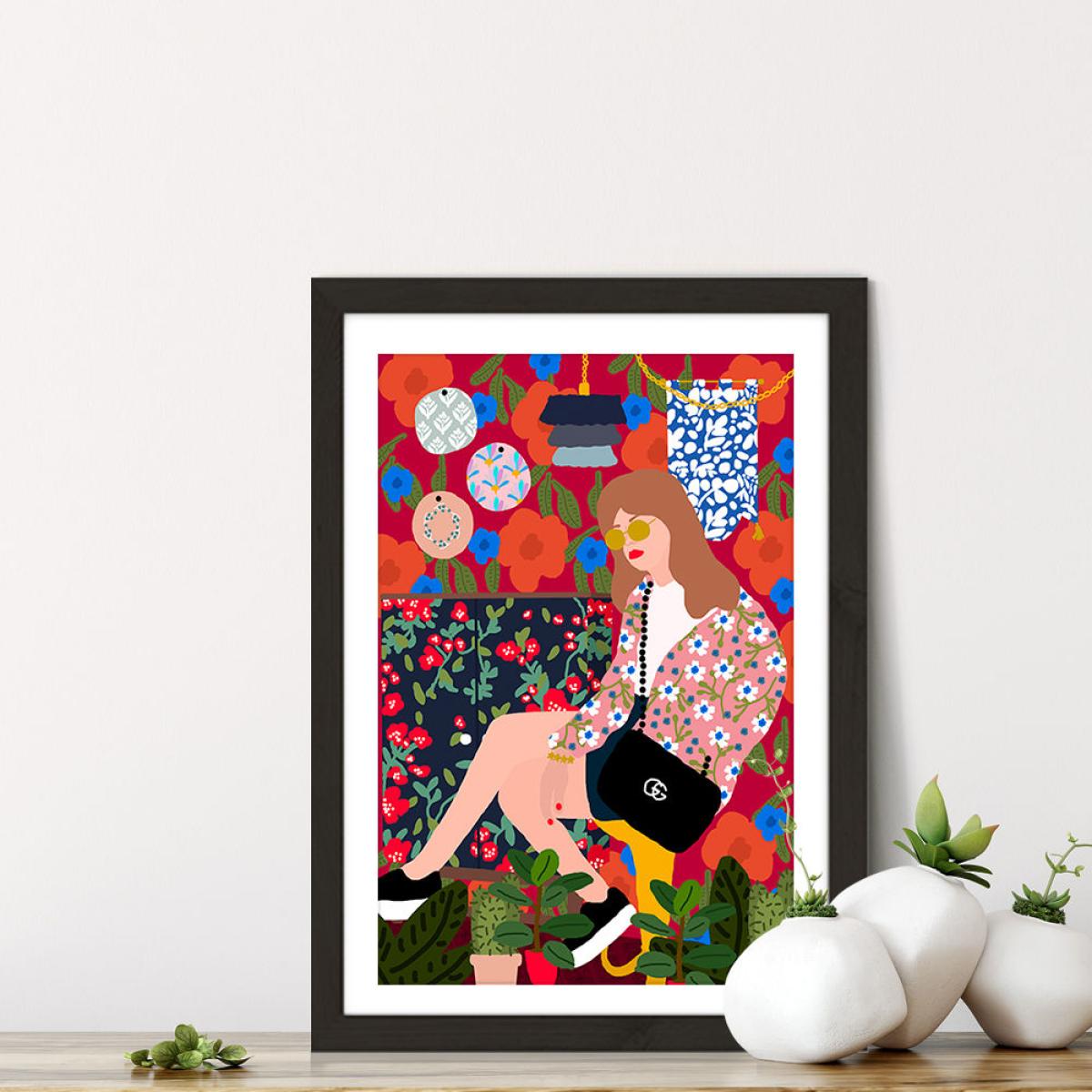 Waiting in My Living Room Art Print Black Frame – image 7
