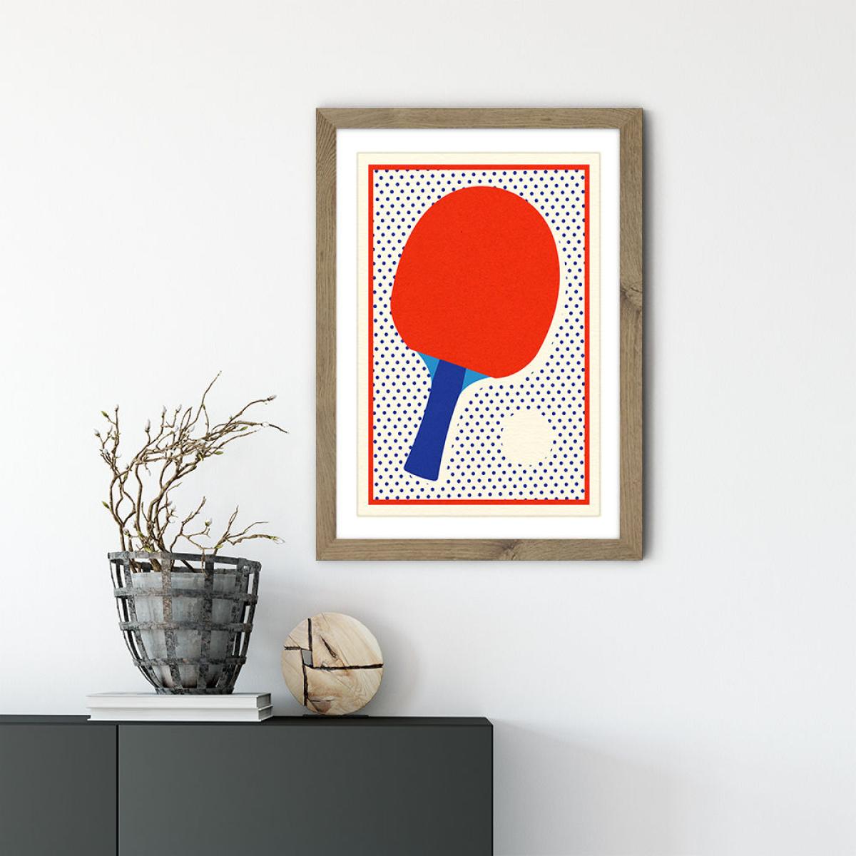 Ping Pong Dots Art Print Oak Frame – image 2