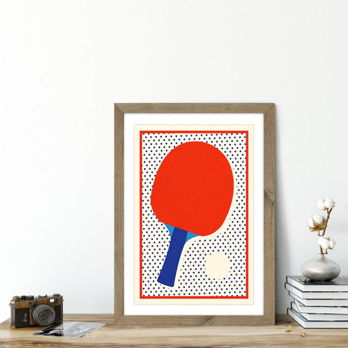 Ping Pong Dots Art Print Oak Frame – image 3