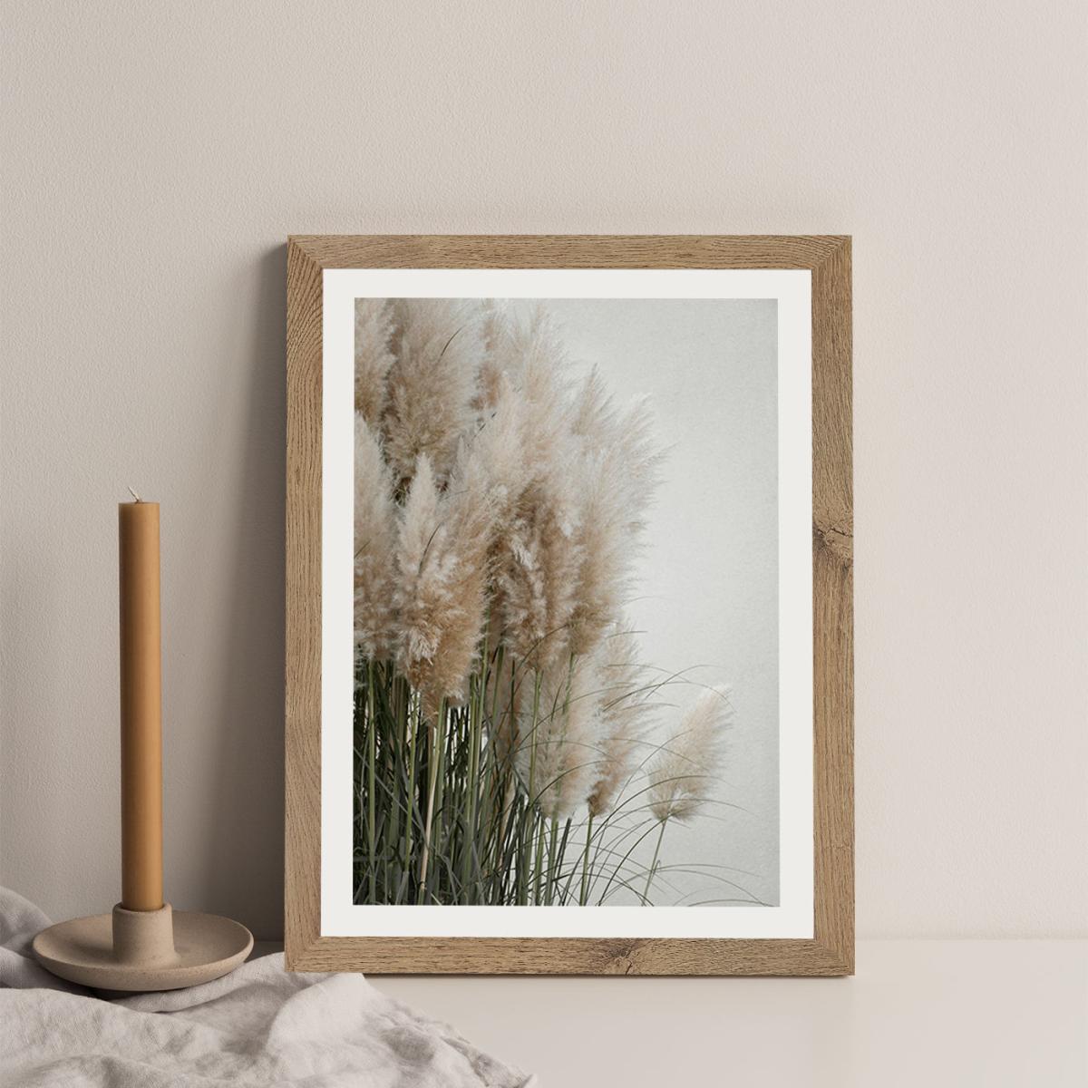 Pampas Grass Cloudy Heaven Art Print Oak Frame – image 2