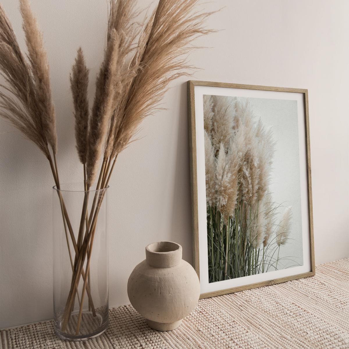 Pampas Grass Cloudy Heaven Art Print Oak Frame – image 3