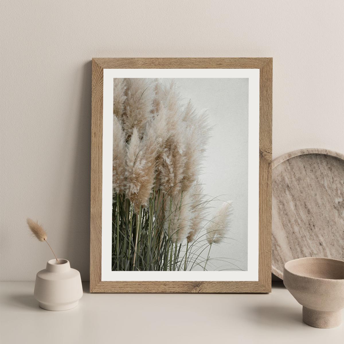 Pampas Grass Cloudy Heaven Art Print Oak Frame – image 4