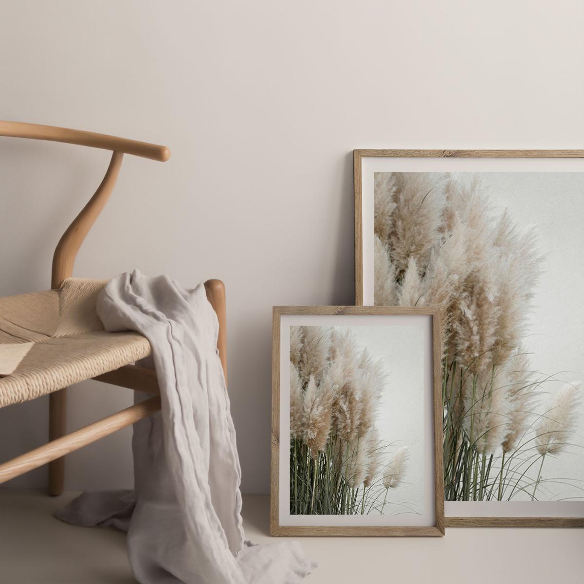 Pampas Grass Cloudy Heaven Art Print Oak Frame – image 5