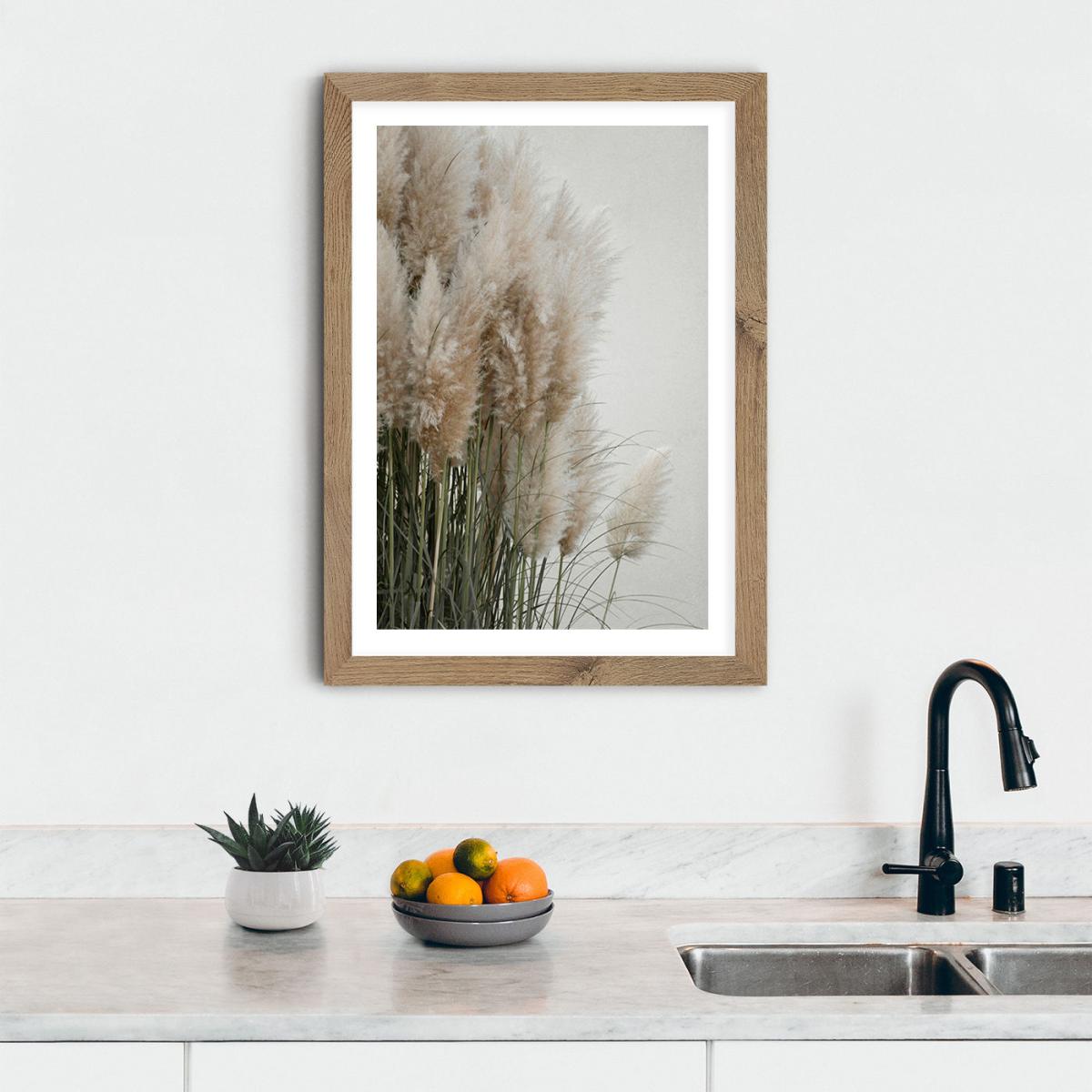 Pampas Grass Cloudy Heaven Art Print Oak Frame – image 7