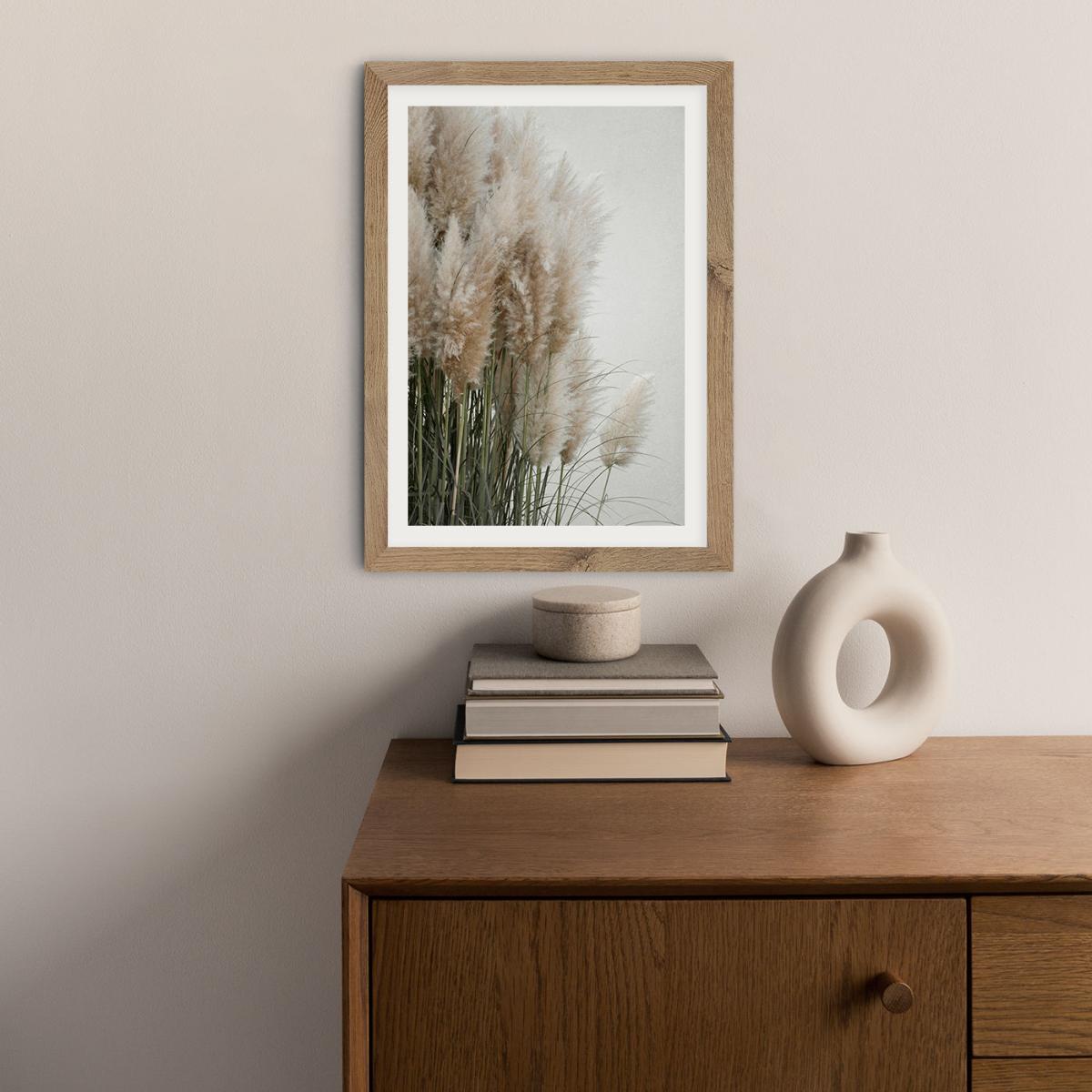 Pampas Grass Cloudy Heaven Art Print Oak Frame – image 9