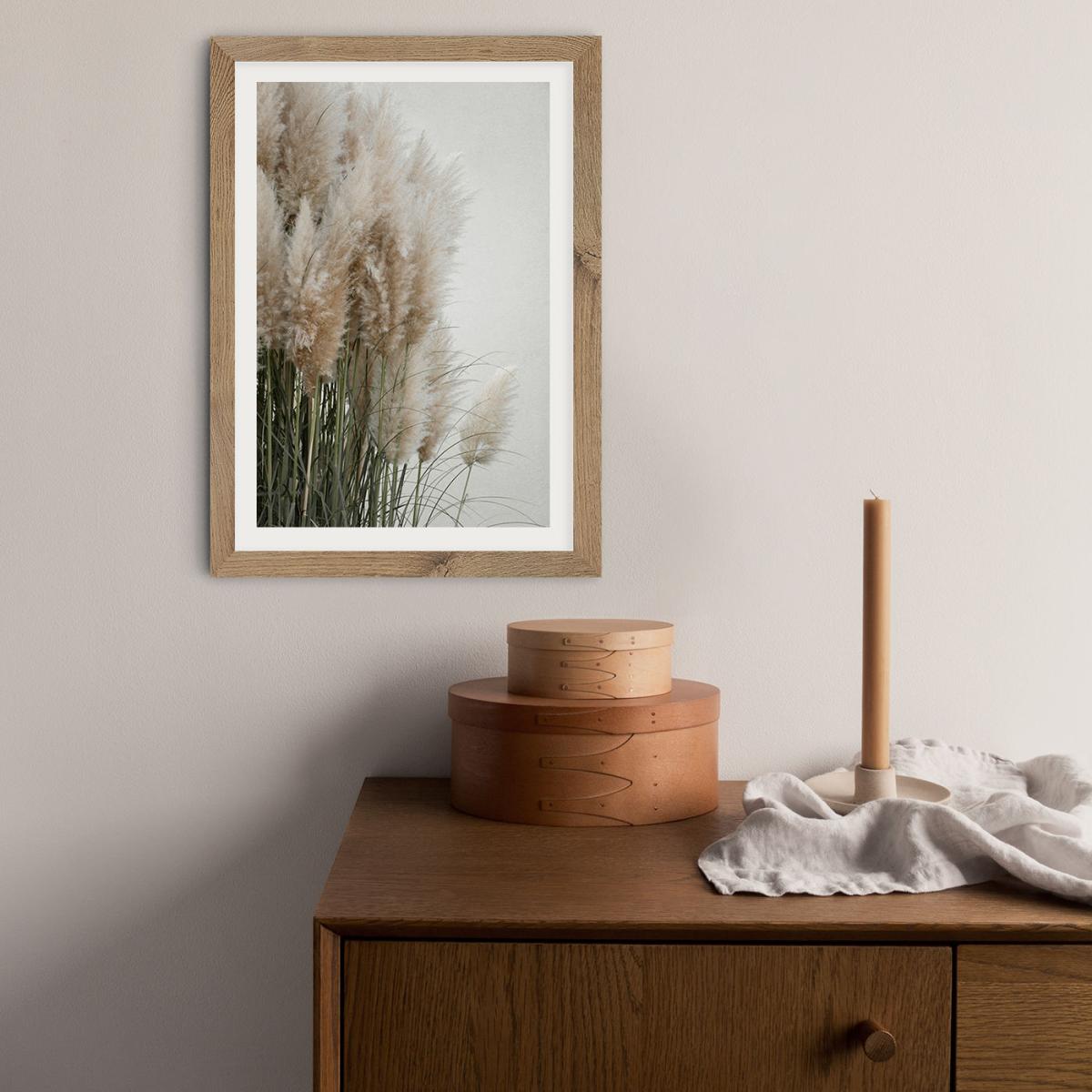 Pampas Grass Cloudy Heaven Art Print Oak Frame – image 10