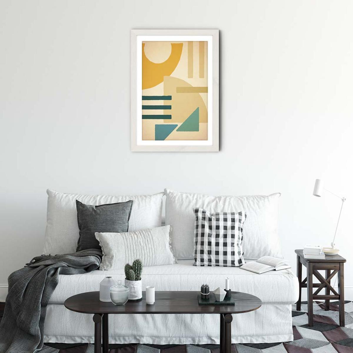Floating Geometric Shapes No.1 Art Print White Frame – image 2