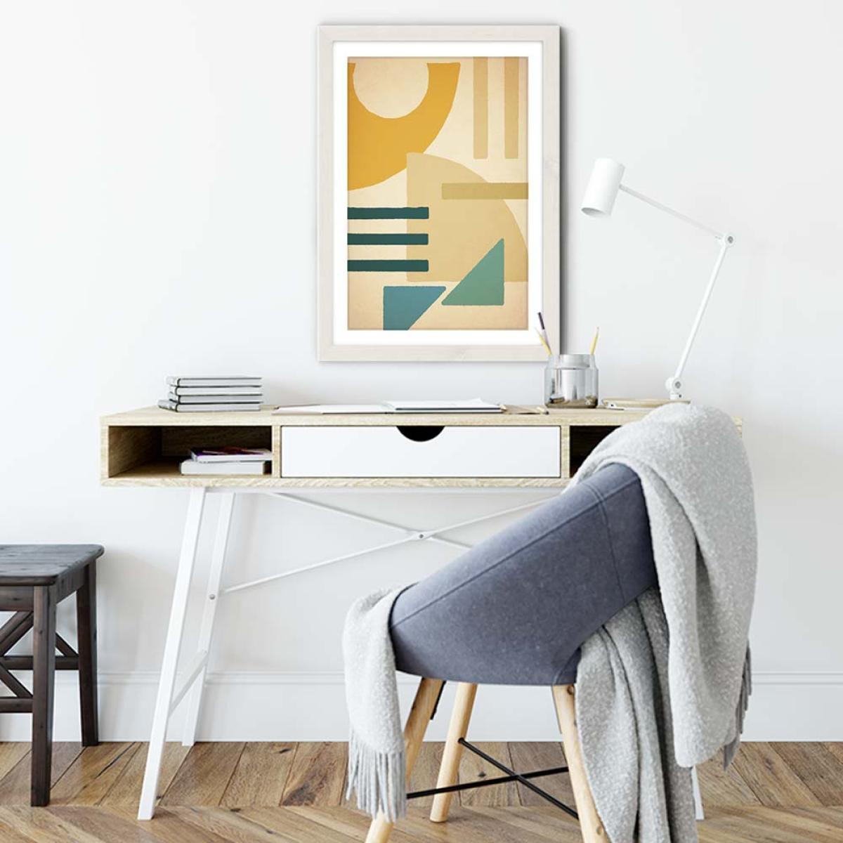 Floating Geometric Shapes No.1 Art Print White Frame – image 3