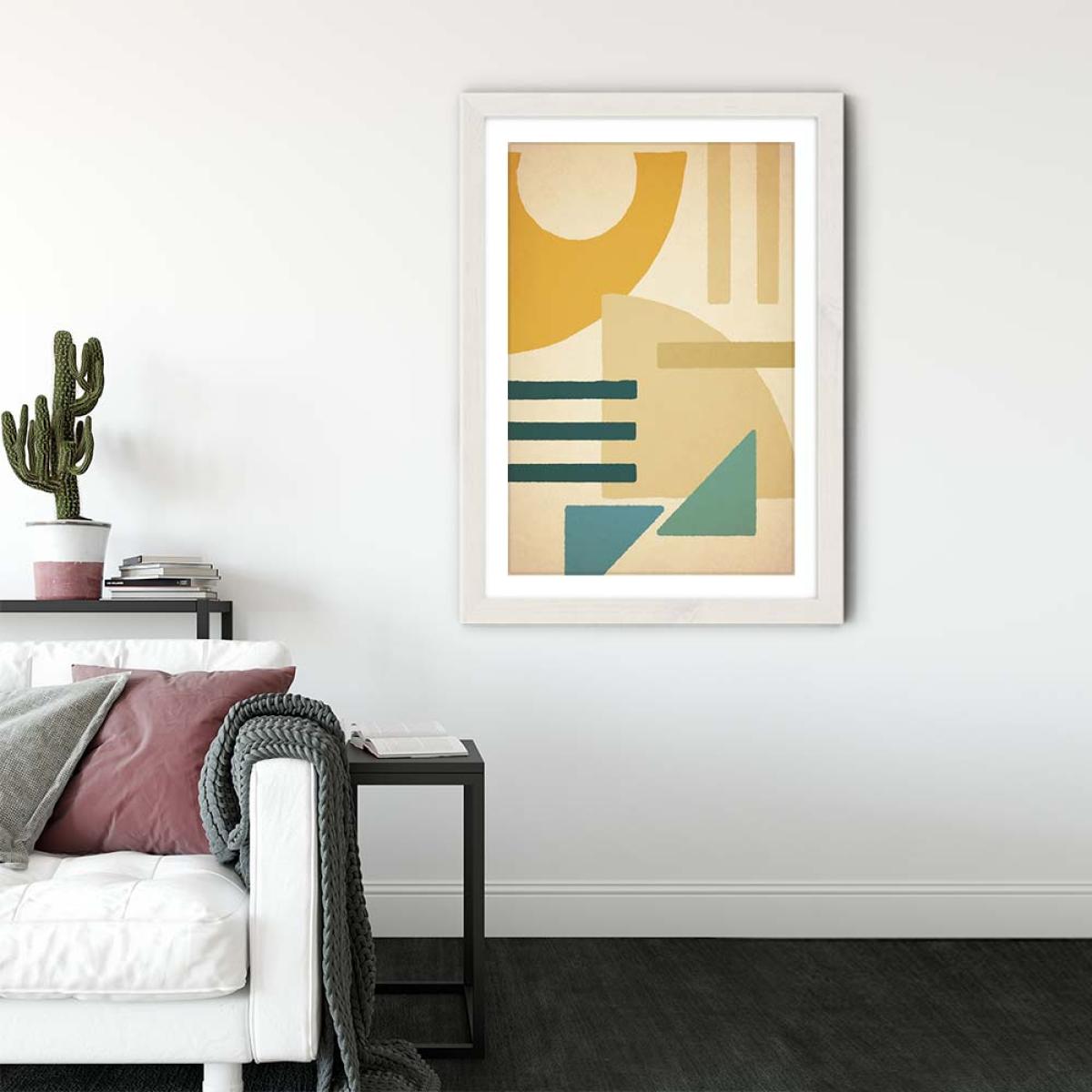 Floating Geometric Shapes No.1 Art Print White Frame – image 4