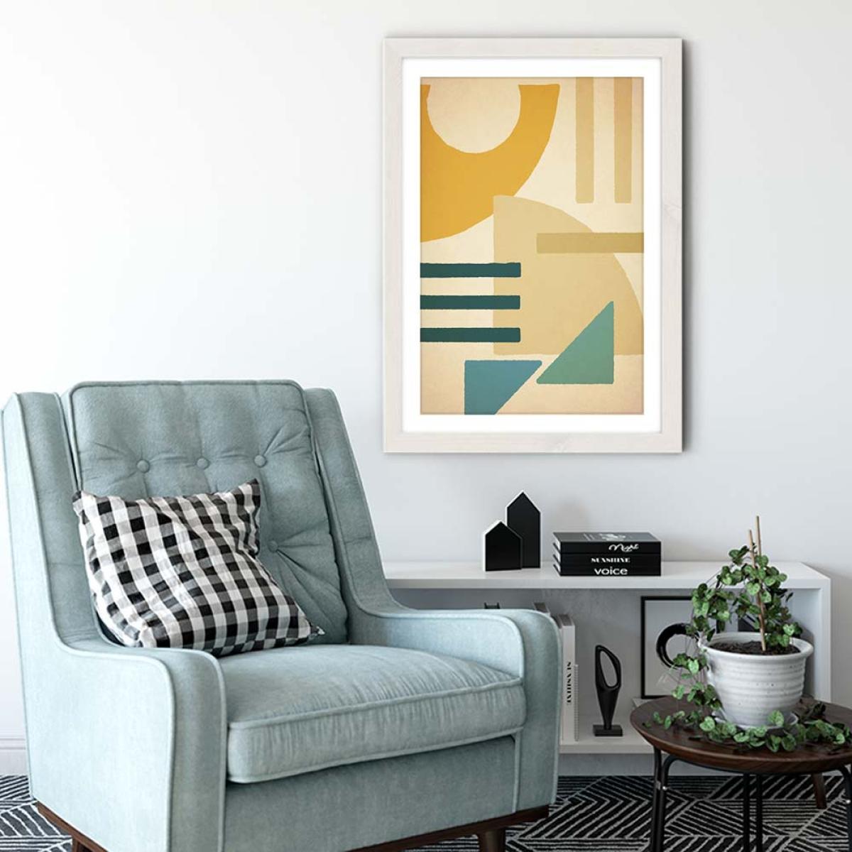 Floating Geometric Shapes No.1 Art Print White Frame – image 5