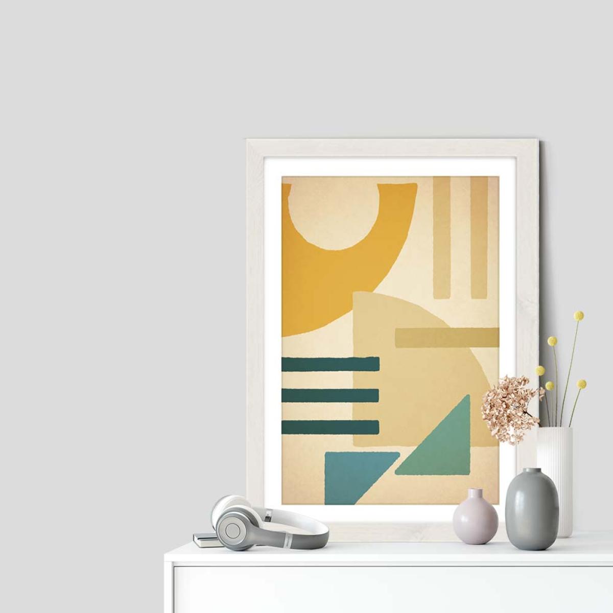 Floating Geometric Shapes No.1 Art Print White Frame – image 7