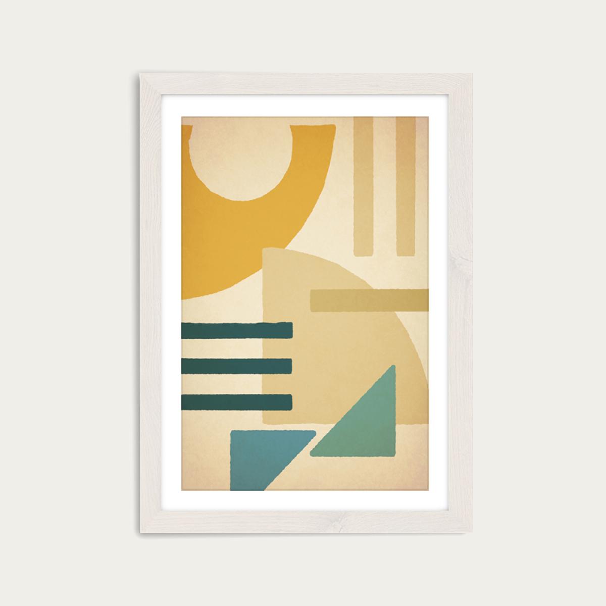 Floating Geometric Shapes No.1 Art Print White Frame – image 1