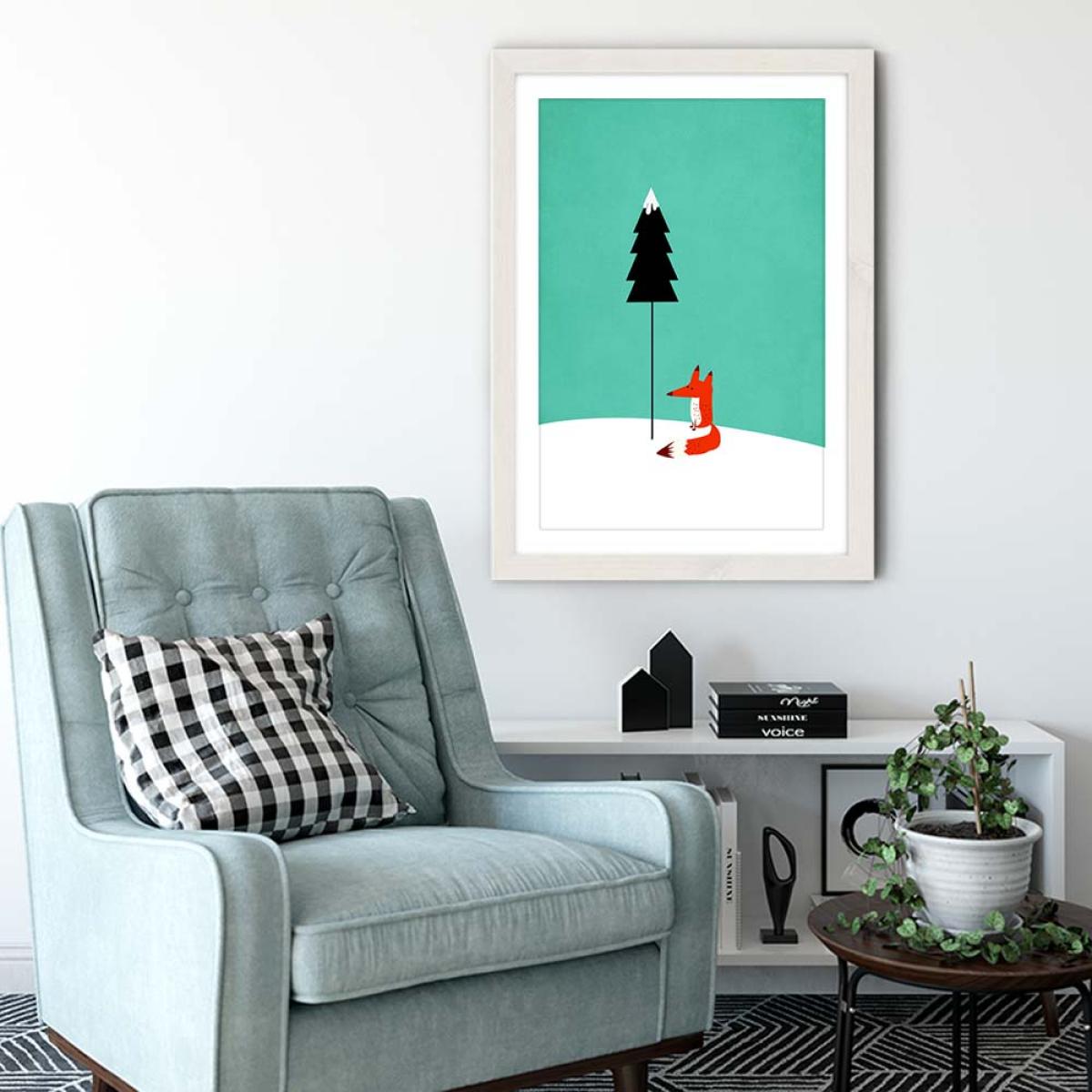 Little Mr Fox Art Print White Frame – image 4