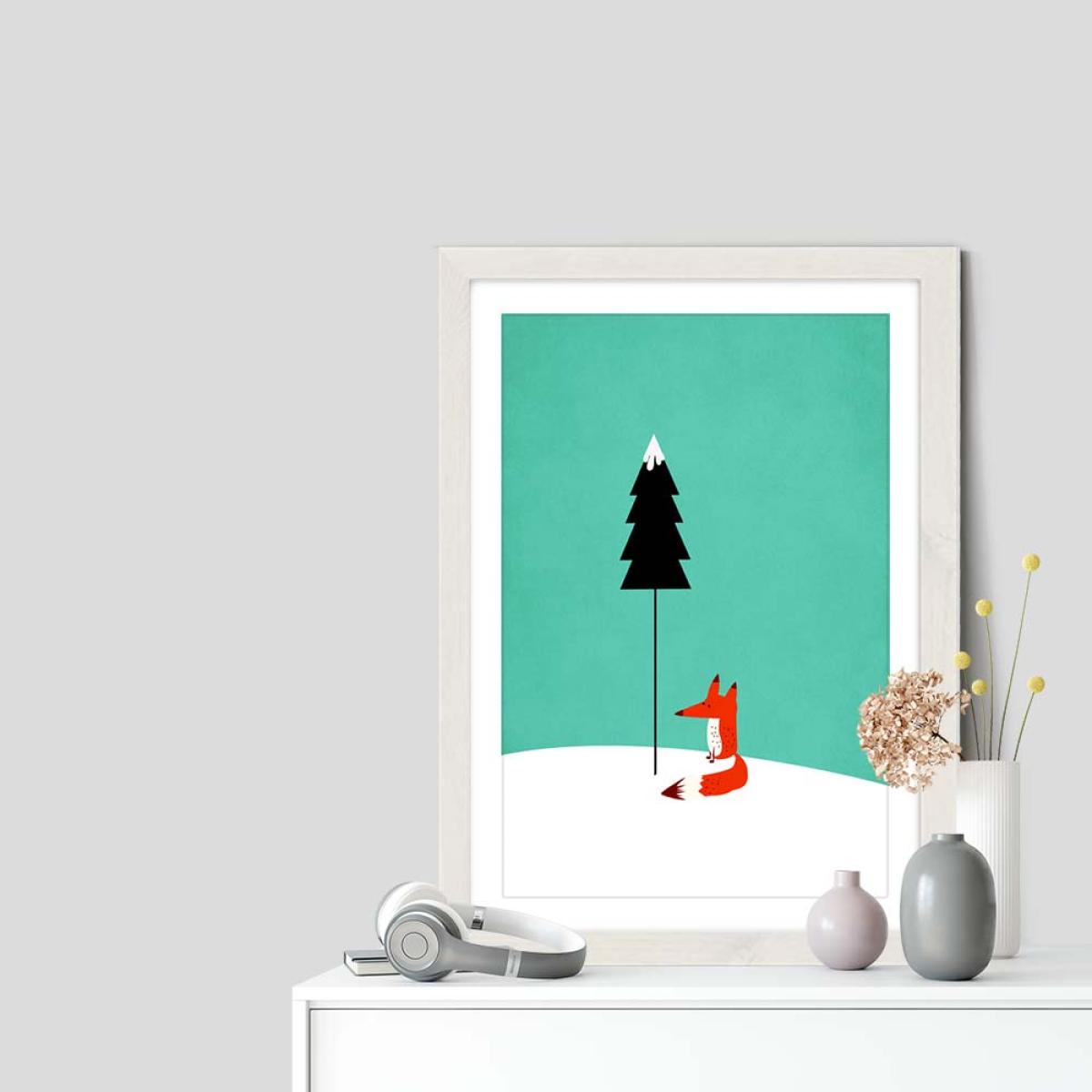Little Mr Fox Art Print White Frame – image 7