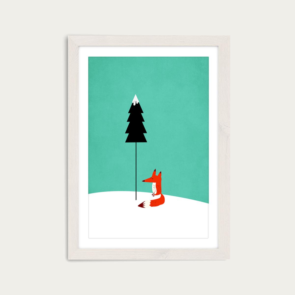 Little Mr Fox Art Print White Frame – image 1
