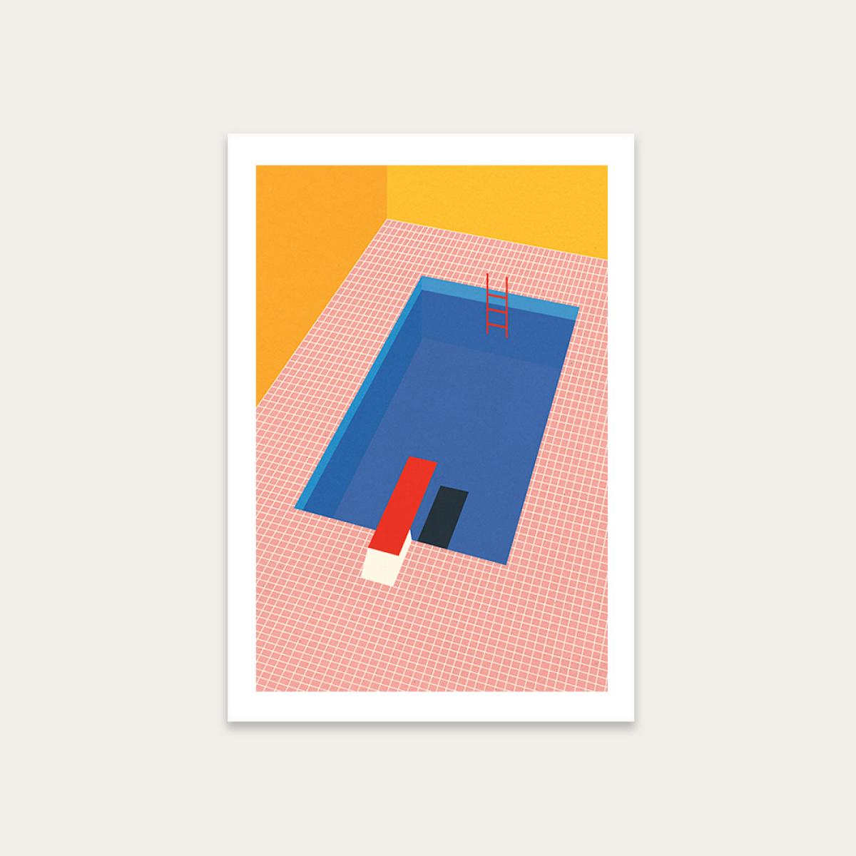 Backyard Pool Art Print Unframed