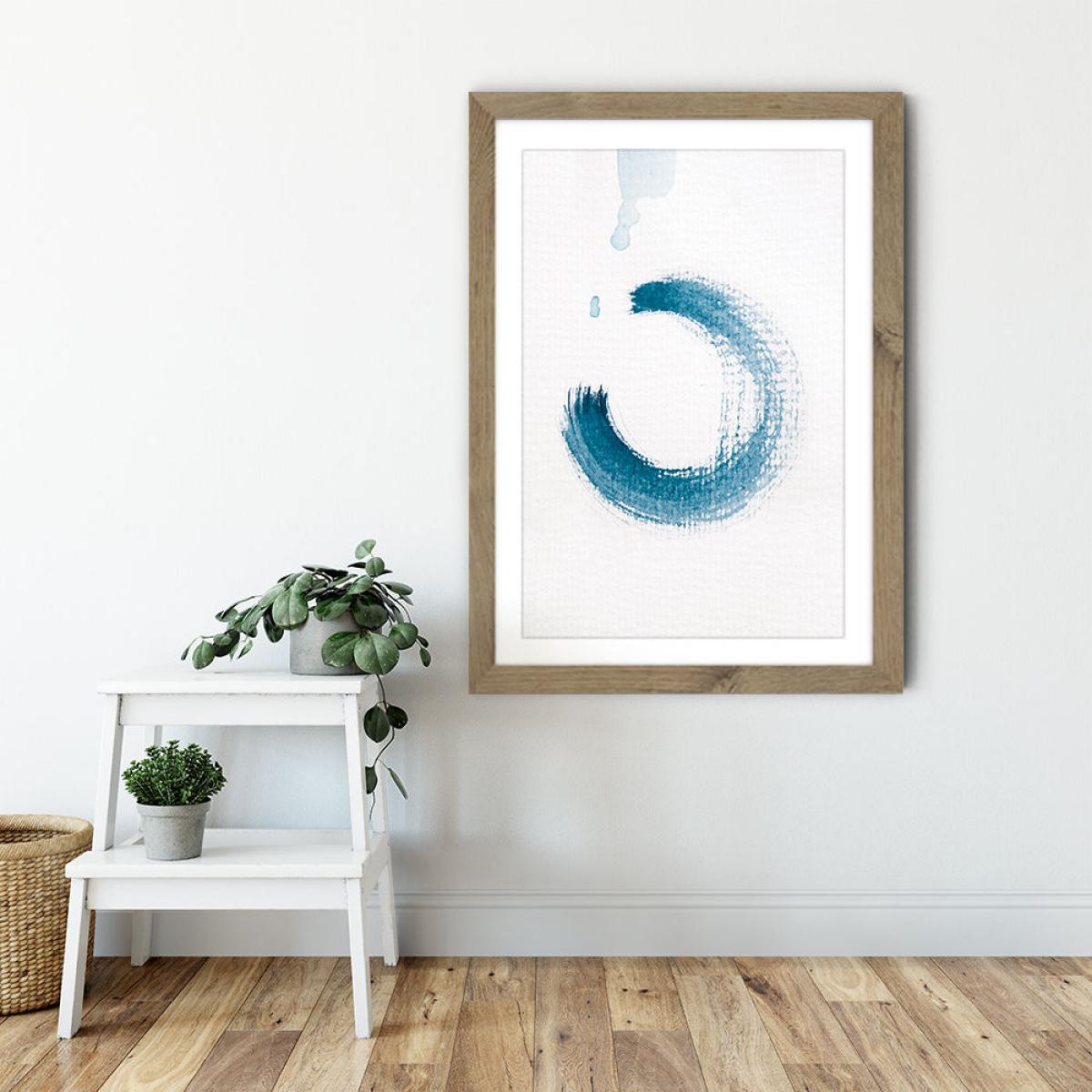 Aquarelle Meets Pencil – Circle Art Print Oak Frame – image 2