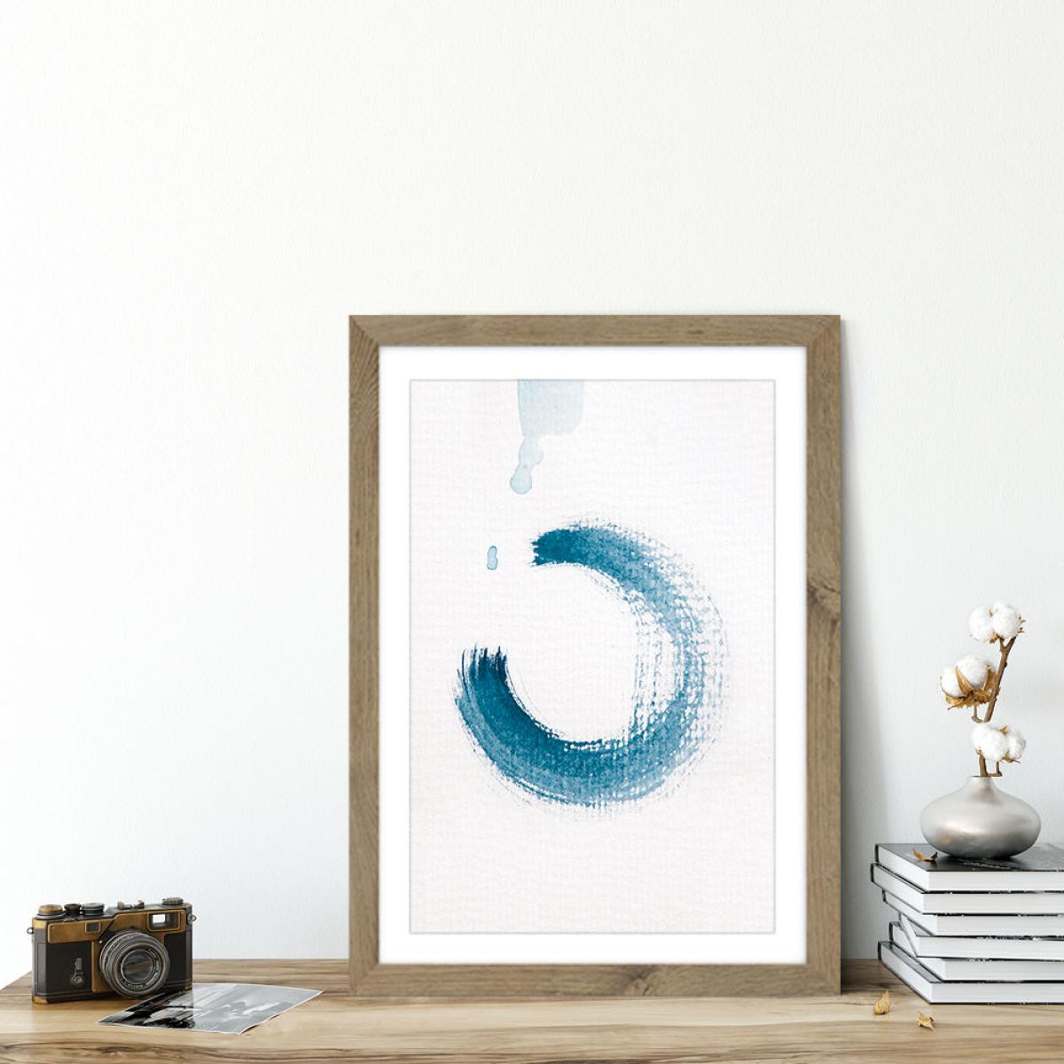 Aquarelle Meets Pencil – Circle Art Print Oak Frame – image 3