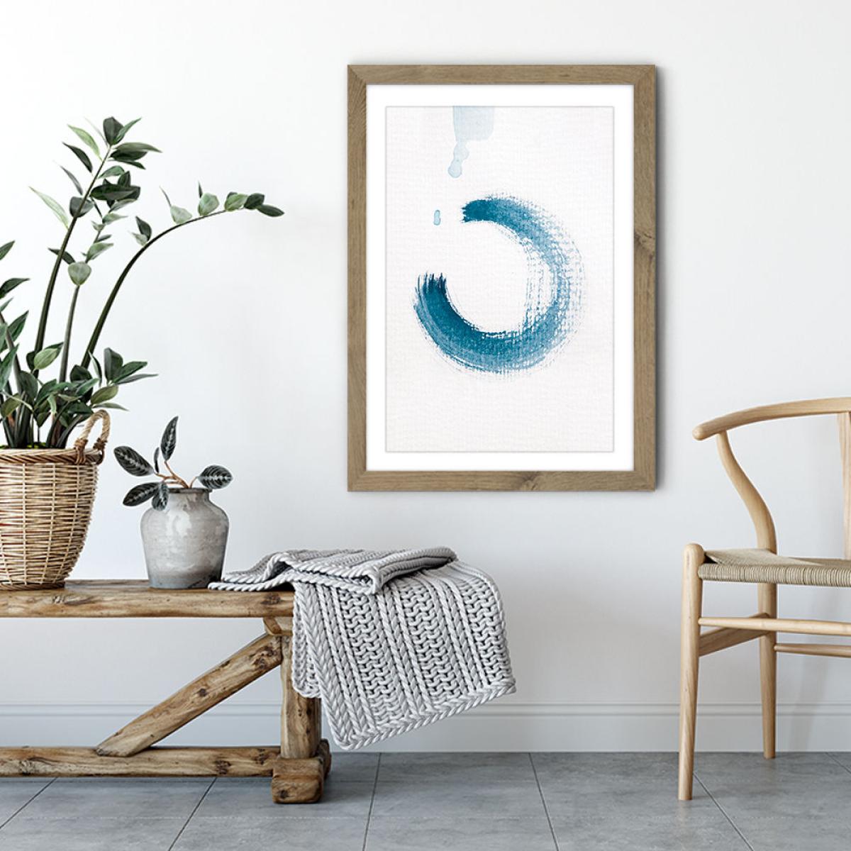 Aquarelle Meets Pencil – Circle Art Print Oak Frame – image 4
