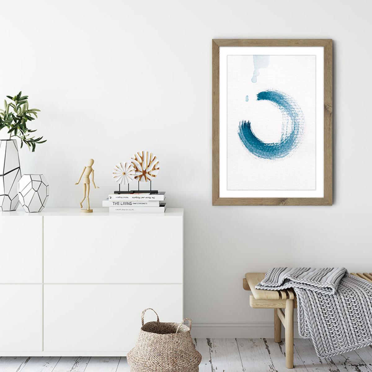 Aquarelle Meets Pencil – Circle Art Print Oak Frame – image 5