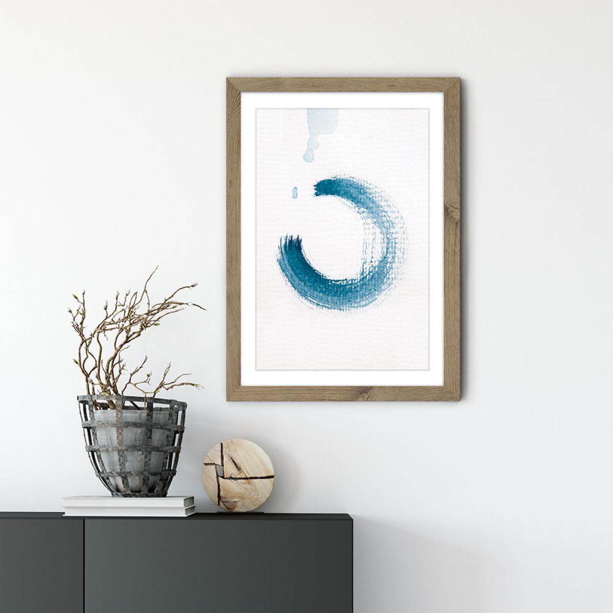 Aquarelle Meets Pencil – Circle Art Print Oak Frame – image 6