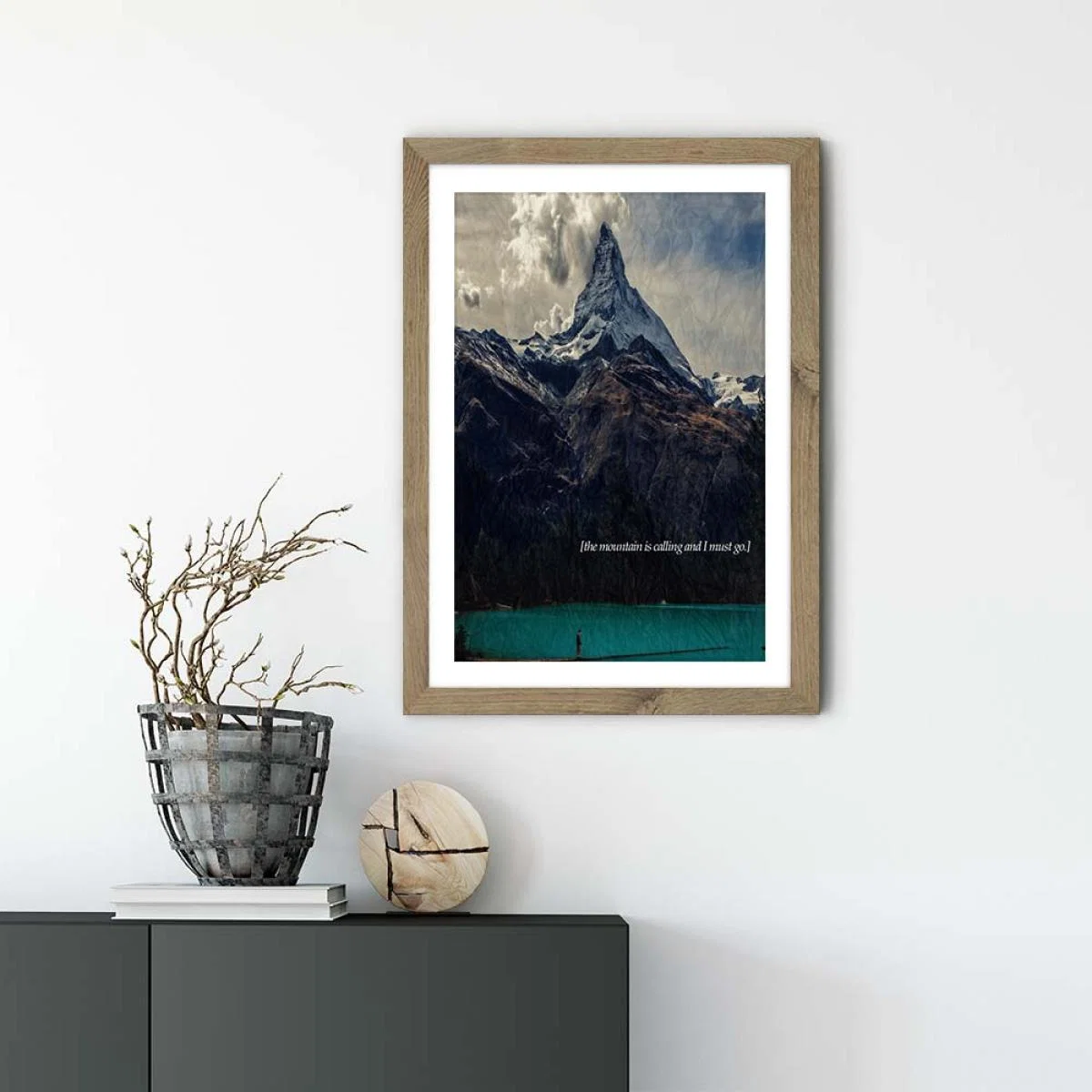 The Mountain Is Calling Art Print Oak Frame – image 2