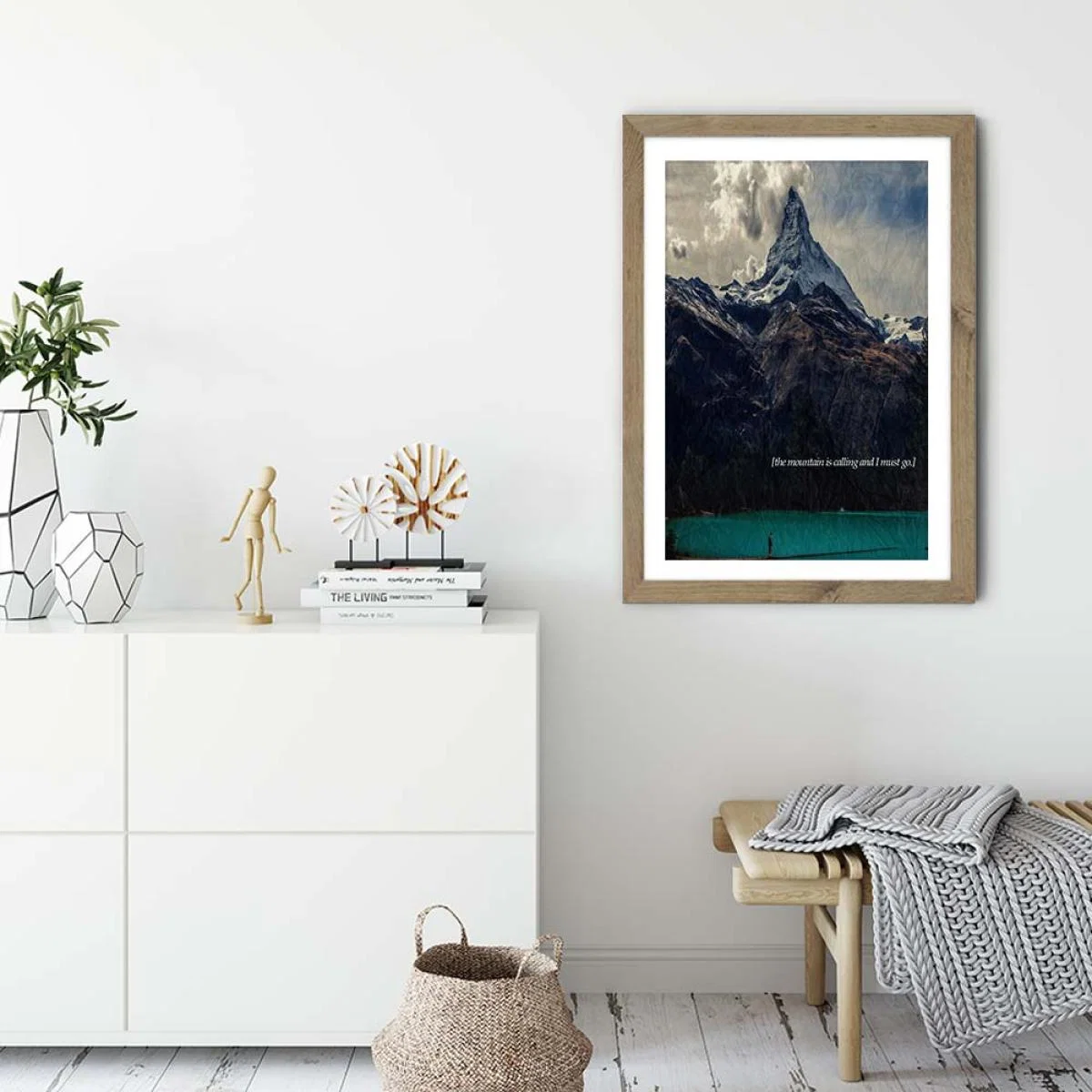 The Mountain Is Calling Art Print Oak Frame – image 3