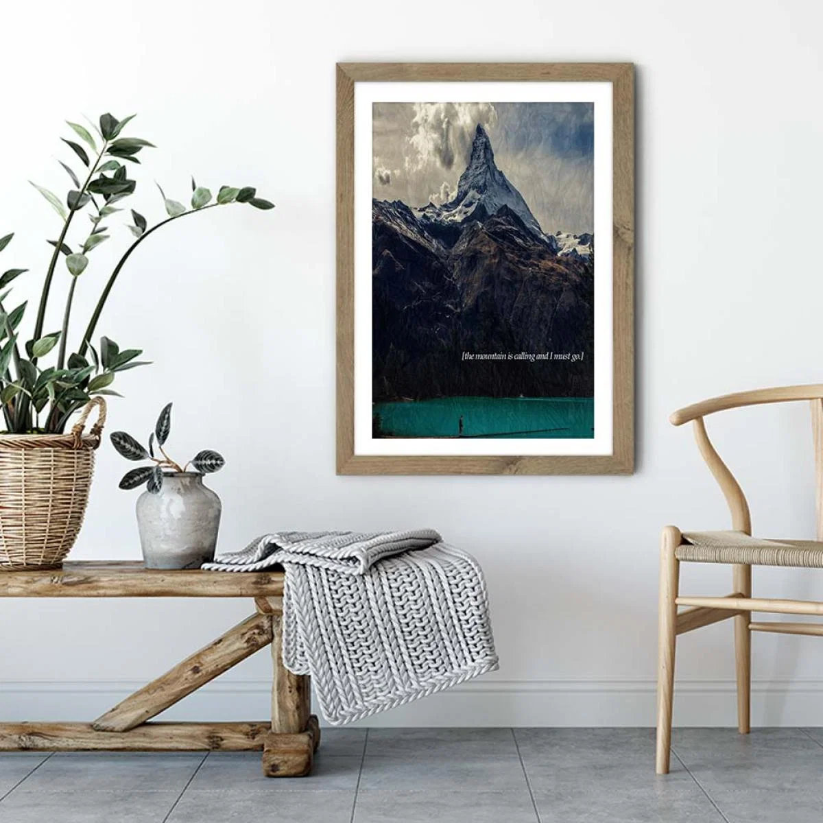 The Mountain Is Calling Art Print Oak Frame – image 4
