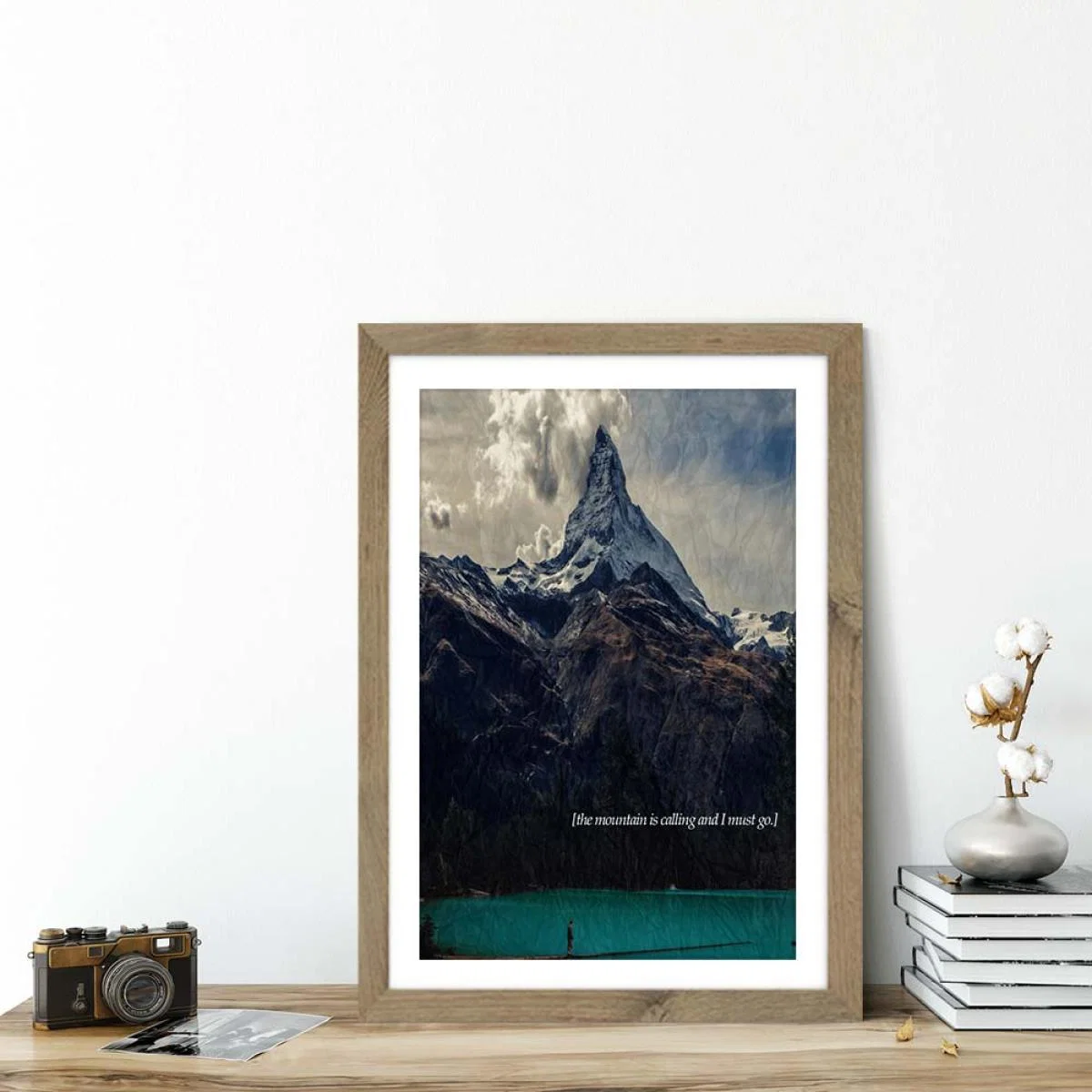 The Mountain Is Calling Art Print Oak Frame – image 5