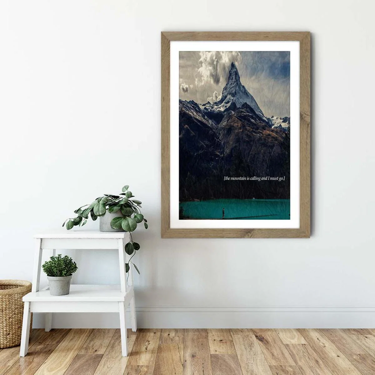 The Mountain Is Calling Art Print Oak Frame – image 6