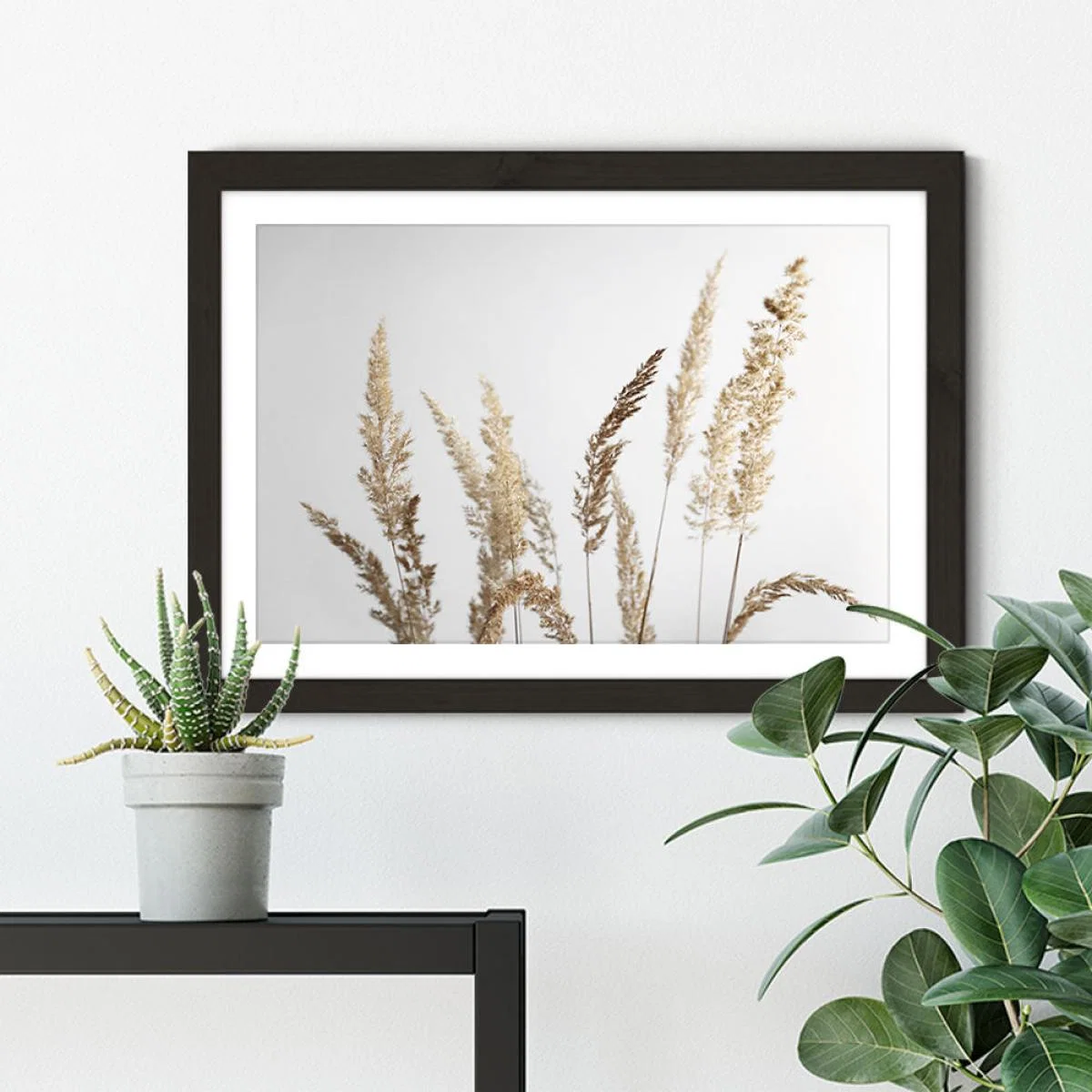 Glorious Golden Pampas Grass Art Print Black Frame – image 4