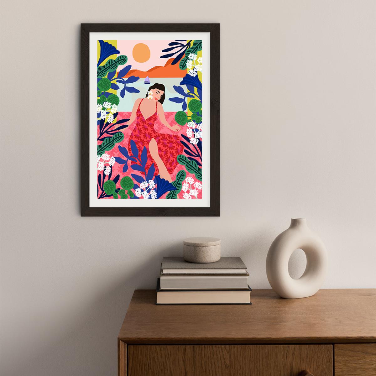 Relaxing At My Window Art Print Black Frame – image 2