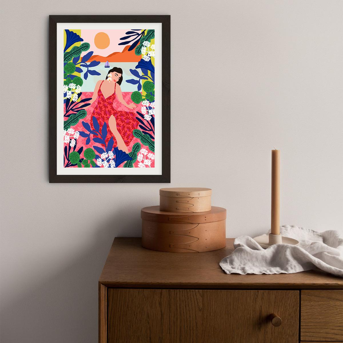 Relaxing At My Window Art Print Black Frame – image 3