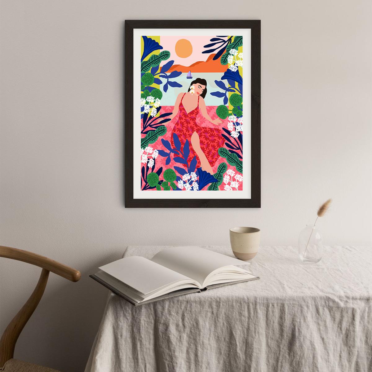 Relaxing At My Window Art Print Black Frame – image 4