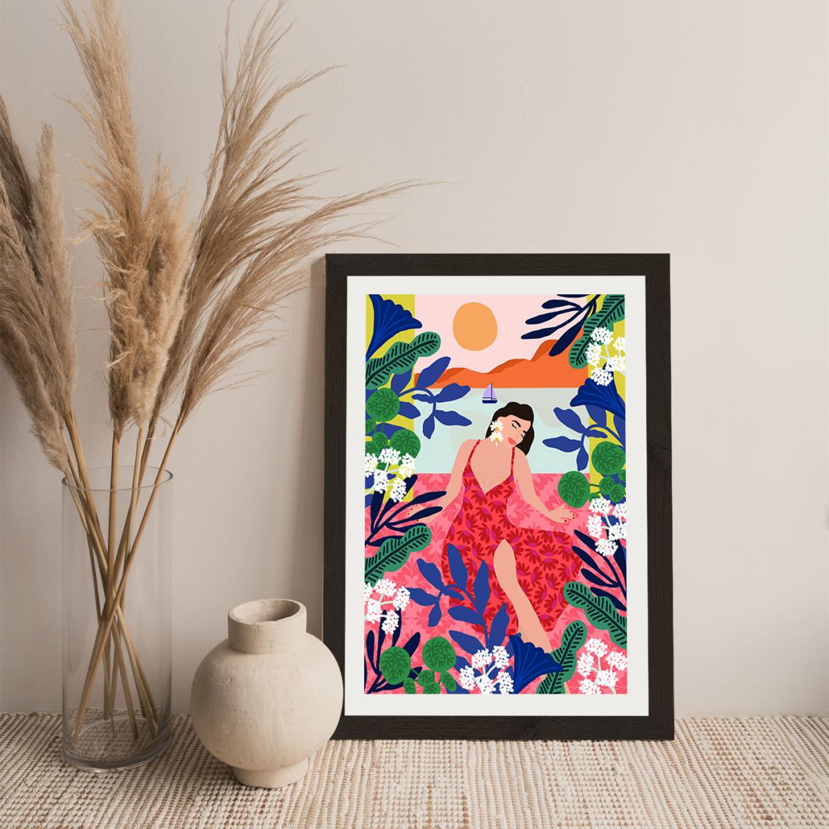 Relaxing At My Window Art Print Black Frame – image 6