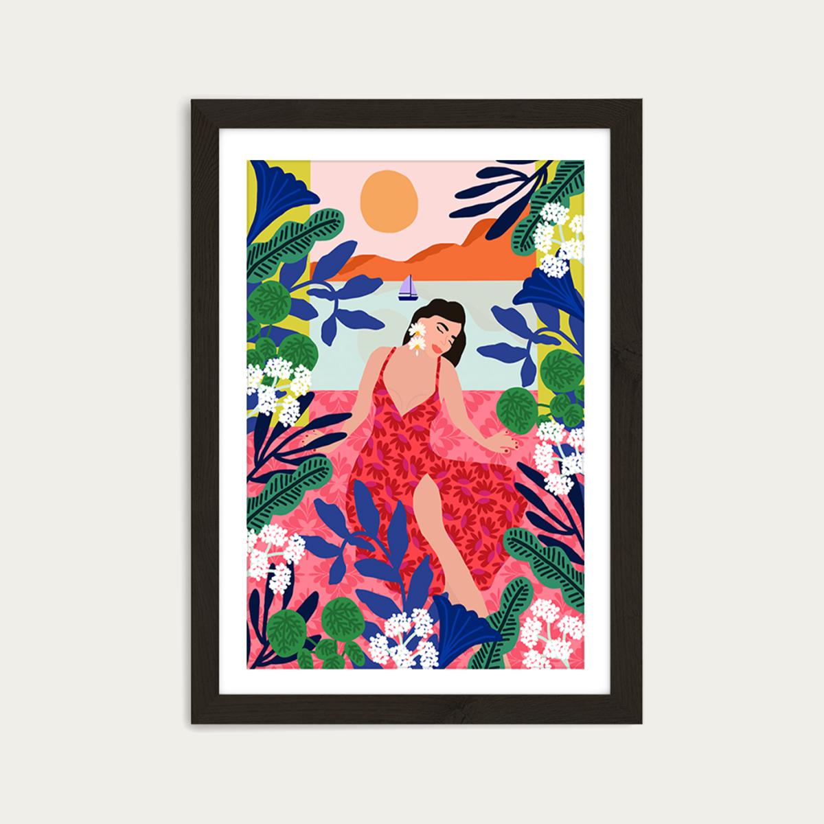 Relaxing At My Window Art Print Black Frame – image 1
