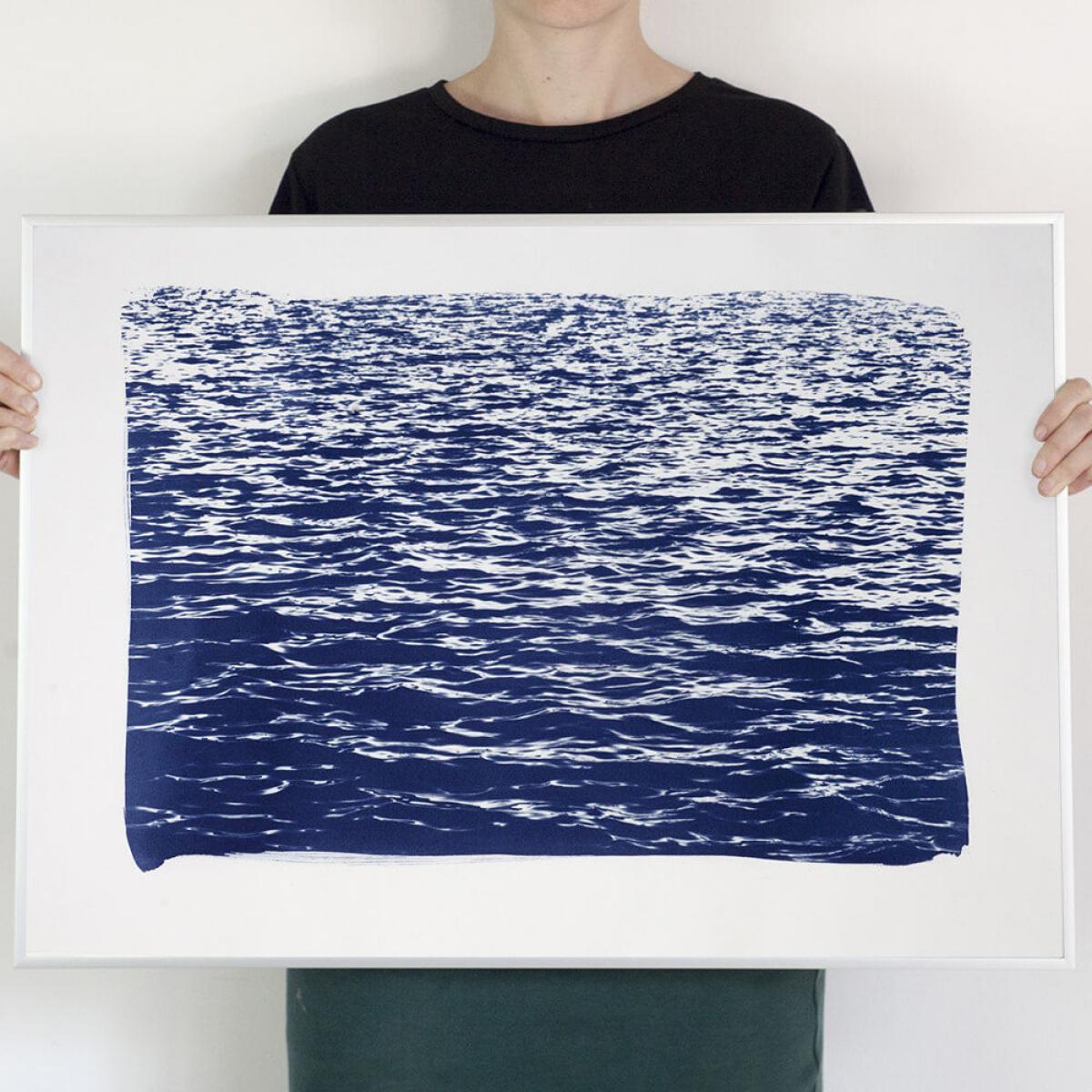 Mediterranean Blue Sea Waves Handmade Cyanotype Art Print – image 2