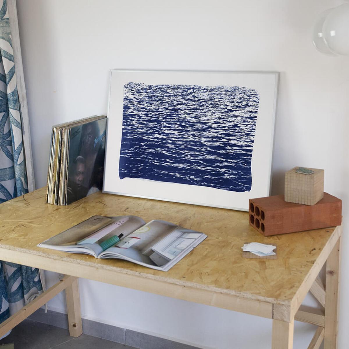 Mediterranean Blue Sea Waves Handmade Cyanotype Art Print – image 4