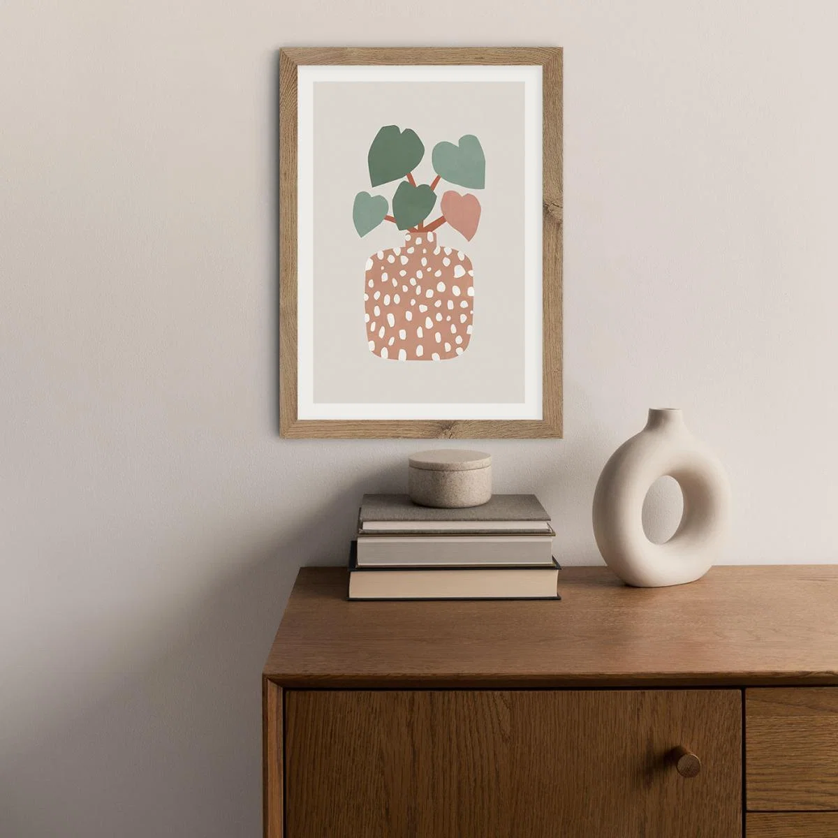Terrazzo & Heart Plant Art Print Oak Frame – image 4