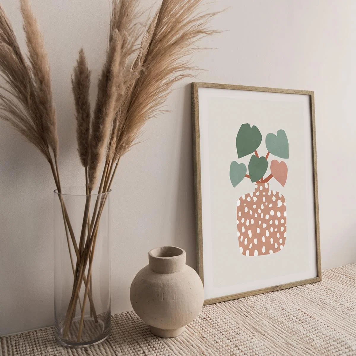 Terrazzo & Heart Plant Art Print Oak Frame – image 6