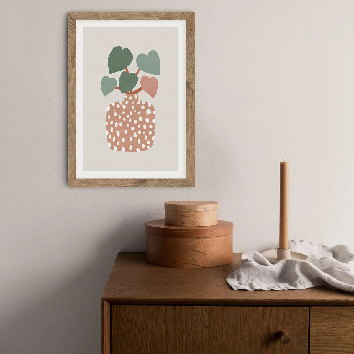 Terrazzo & Heart Plant Art Print Oak Frame – image 8