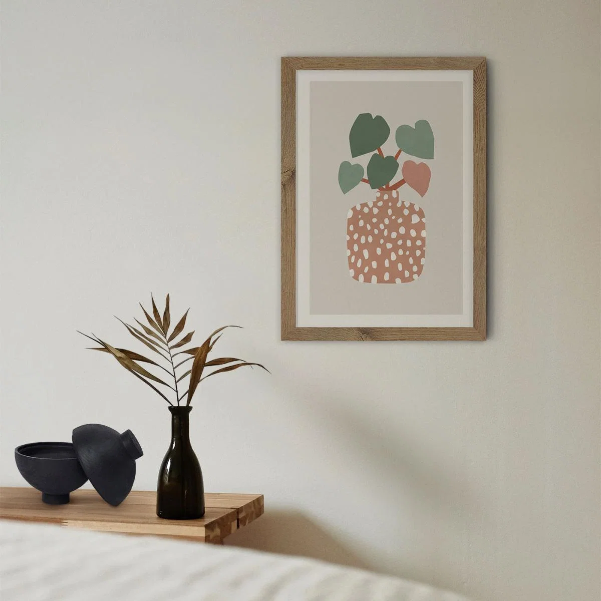 Terrazzo & Heart Plant Art Print Oak Frame – image 10