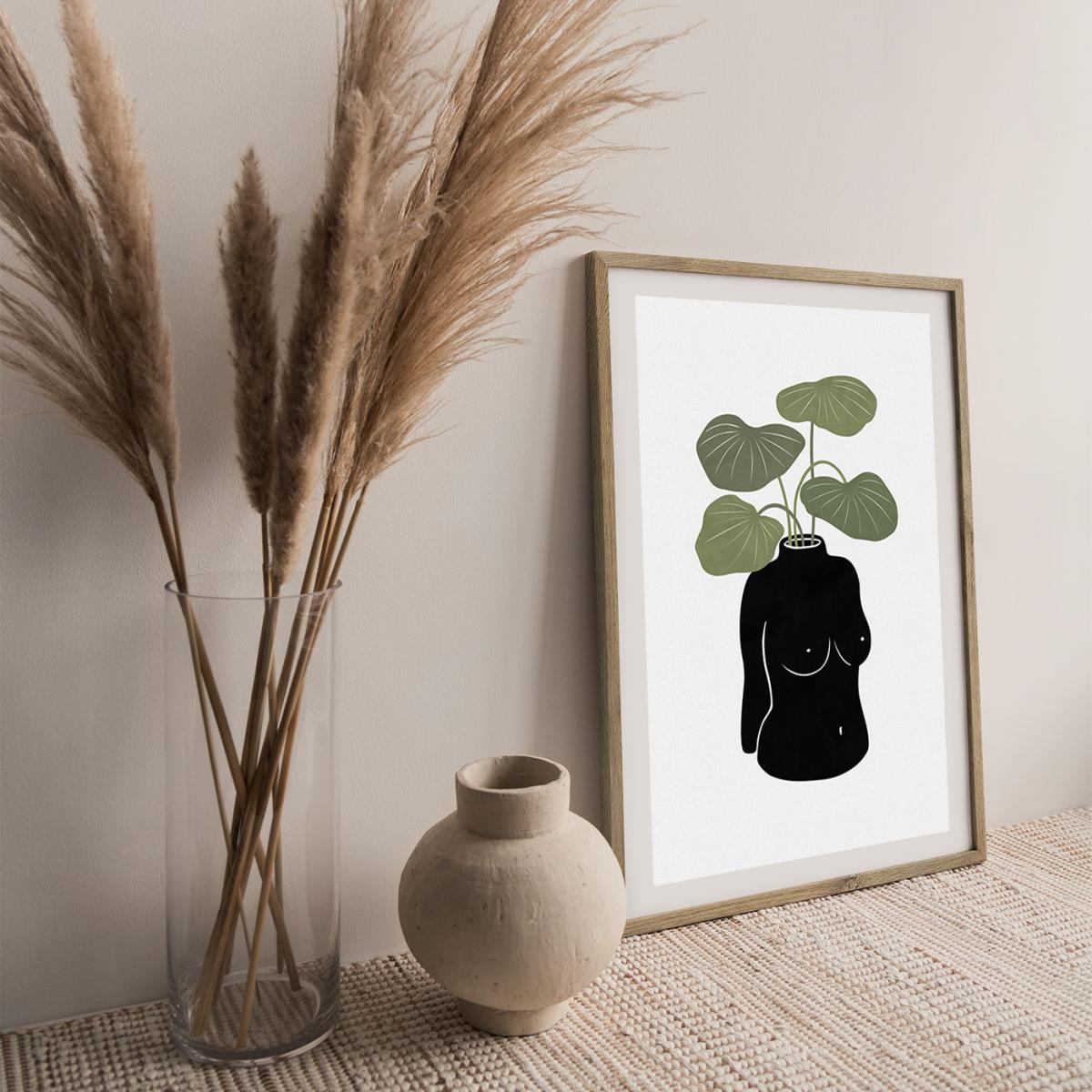 Boob Tanical Vase Art Print Oak Frame – image 5