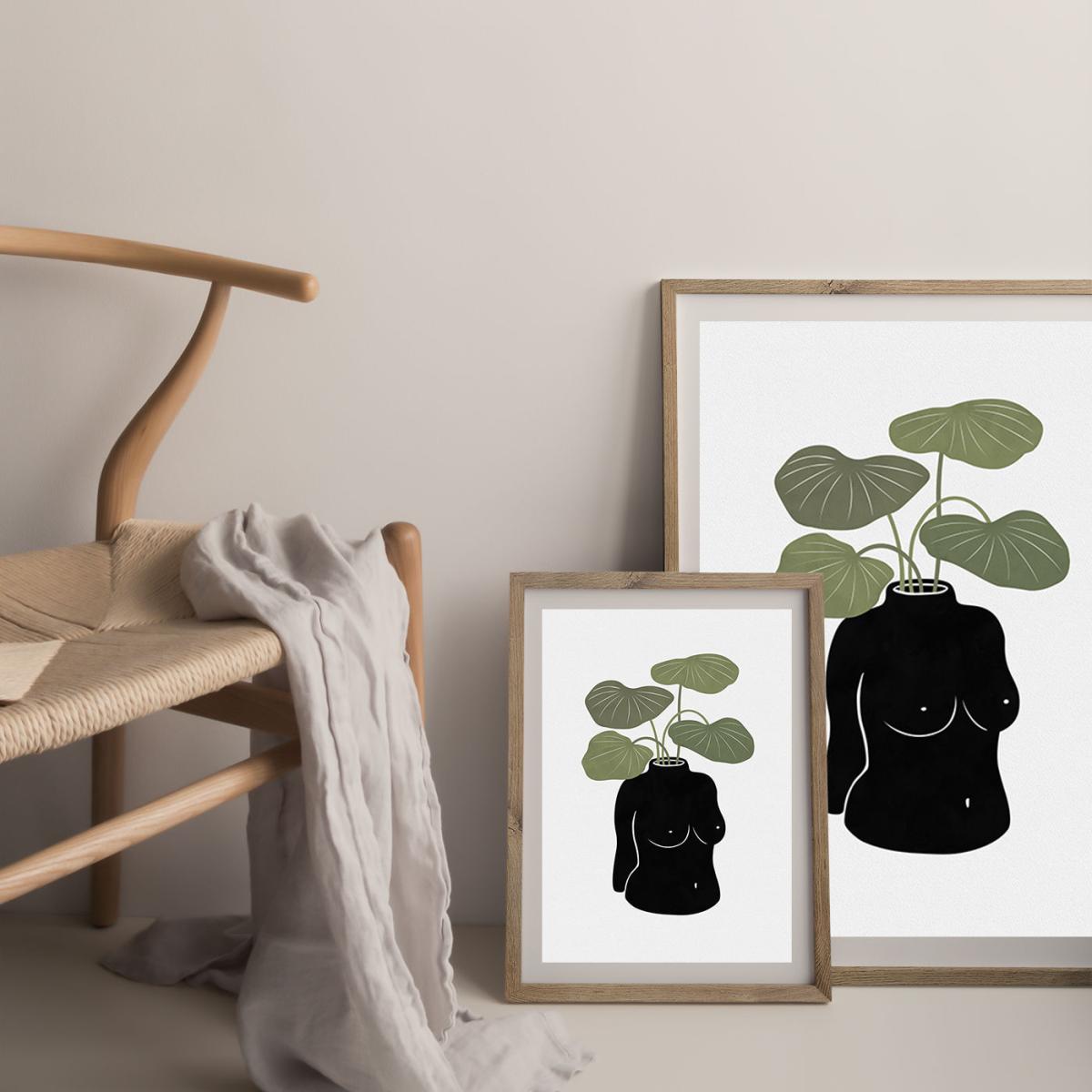 Boob Tanical Vase Art Print Oak Frame – image 8