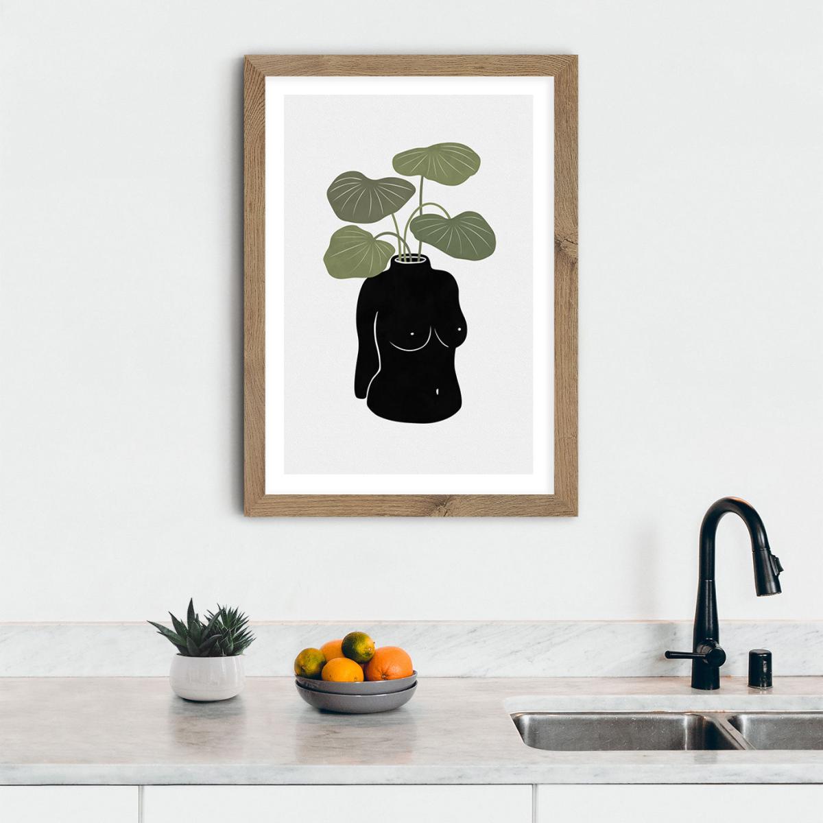Boob Tanical Vase Art Print Oak Frame – image 10